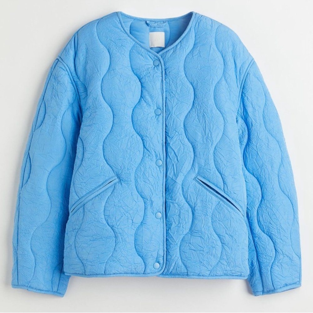 NWOT H&M Quilted Jacket - Blue Size M Drop Shoulder